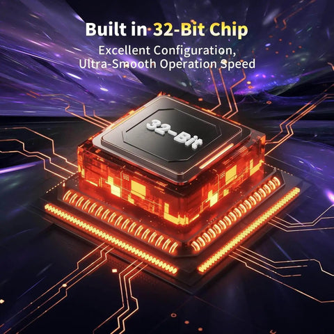 32-Bit chip highlighting RAY5 20W Laser Engraver With 20000mW Output And 32 Bit Controller Beast Performance 130W CNC Laser Cutter features.