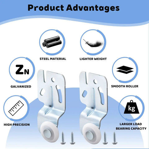 Sliding Door Hardware Wardrobe Roller Kit For Top Hung Bypass Doors Galvanized Steel Construction hardware with screws