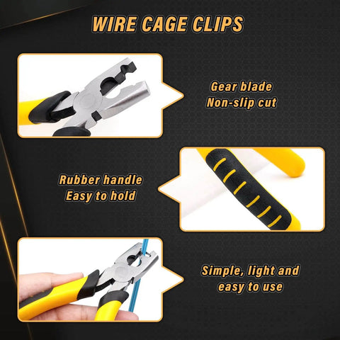 Wire Cage Clips With Hog Ring Pliers For Bird Quail Rabbit Chicken Coops Snap Ring Fencing Clips Kit Easy To Use