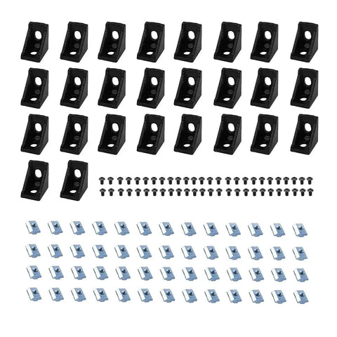 26Pcs 2020 Corner Bracket Set For Aluminum Extrusion 8020 V Slot T Slot 3D Printer Frames with screws and nuts