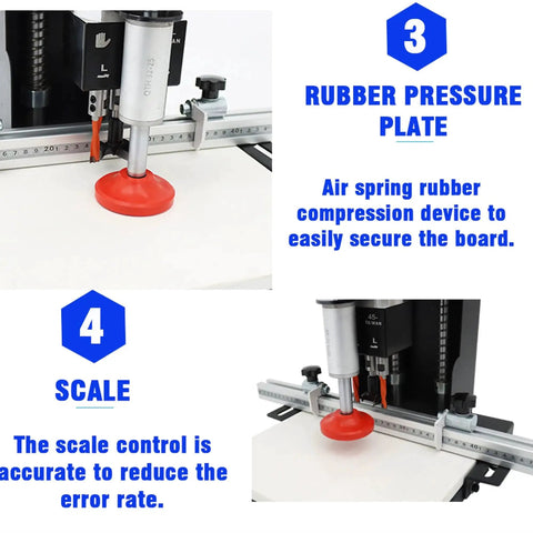 Portable Electric Hinge Boring Insertion Machine for Woodworking with adjustable depth drill press and rubber pressure plate