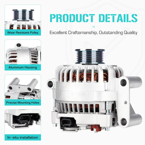 3.0L V6 SUV Alternator Replacement For 2001 2002 2003 2004 Escape And Tribute, Fits 3.0L Models, OE Style side view