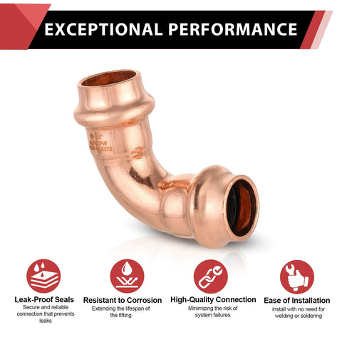 Copper 1/2 in x 1/2 in 90° press-fit elbow for copper tubing; pack of 10, Amazon Home Improvement