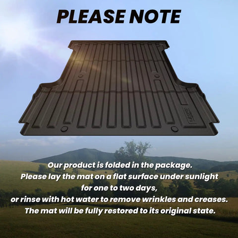 5.5 Foot Truck Bed Mat for Ford F 150 2024 2025 2026 67.1 Inch Bed Custom Fit All Weather TPE Liner shown flat outdoors.