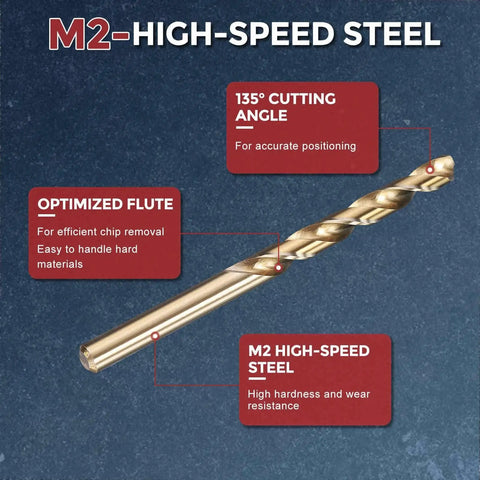 Two Pack 17 64th Inch Drill Bits Set For Metal Wood And Plastic M2 High Speed Steel With 135 Degree Split Point Gold Finish 105mm Overall Length And 70mm Flute Precision Cutting Tools Kozelo
