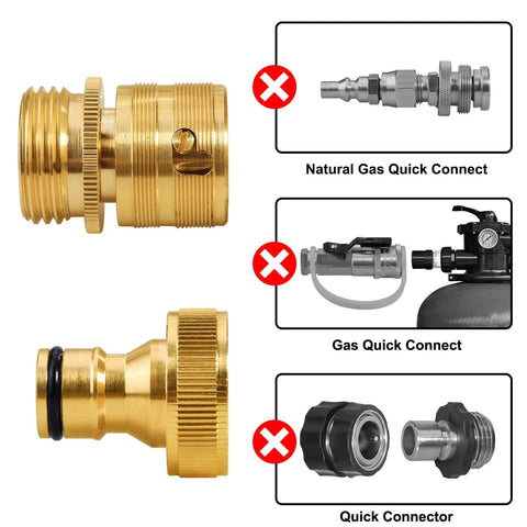 YELUN brass garden hose quick-connect fittings, 3/4 in GHT external thread, two sets