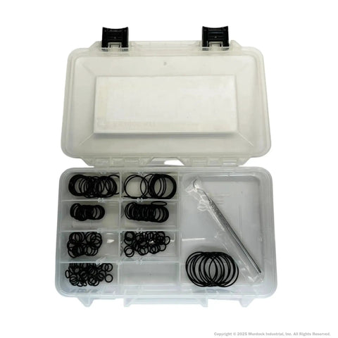 All-In-One ORFS Hydraulic O-Ring Face Seal Kit With 155 Buna-N O-Rings, 8 Sizes From 1/4 In To 1-1/2 In, Heavy-Duty High-Pressure Seals