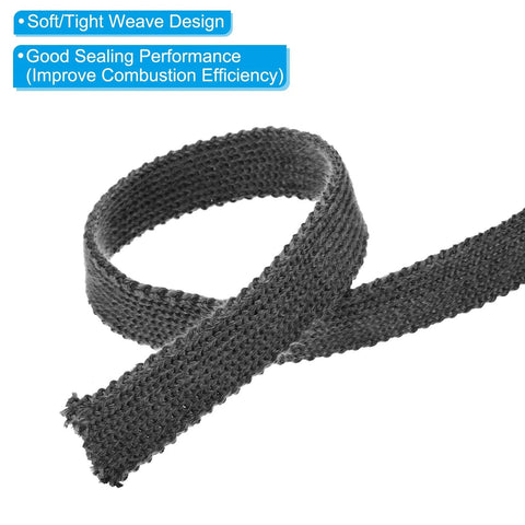 PATIKIL wood stove gasket rope, flat graphite fiberglass, black high-temp seal for stoves