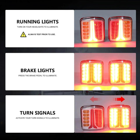 Ciascy 2-pack magnetic wireless LED trailer rear lights kit with square red LEDs for turn/brake/running indicators