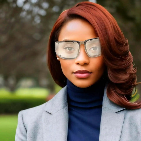 Dope Metal Frame Retro Sunglasses For Women With Hollow Design worn by a woman outdoors in a casual setting for street style fashion.
