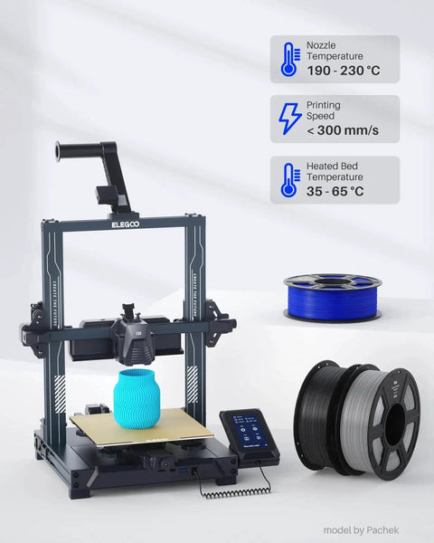 PLA Filament 1.75mm Black 1Kg Spool For FDM 3D Printers With 0.02mm Accuracy next to 3D printer setup and blue filament