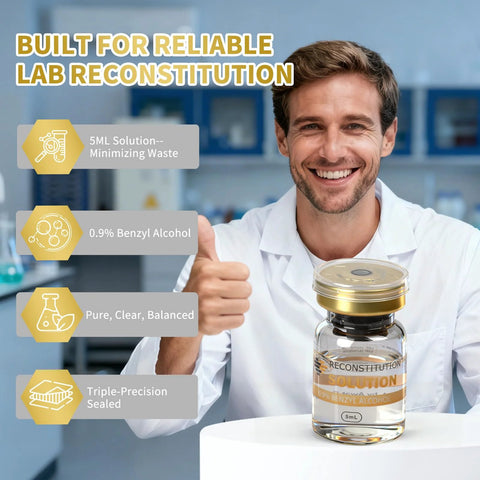Reconstitution solution vial, 5 mL, premium glass, triple-sealed, 0.9% benzyl alcohol, Amazon BISS.