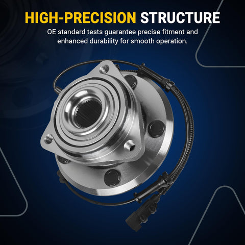Front Wheel Hub Assembly For Jeep Wrangler 2007 Through 2016 5 Lug With ABS Beefed Up Replacement 2 Pack shown in detail