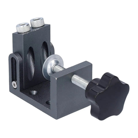 52 Pieces Oblique Pocket Hole Jig Kit With 15 Degree Adjustable Drilling Locator, metal body and adjustable clamp visible