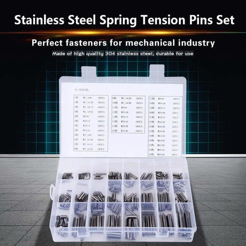 Stainless Steel Spring Tension Pins Set 280 Pcs M1.5 To M8 304 Material Elastic Cylinder Pins Heavy Duty Mechanical Fasteners in box