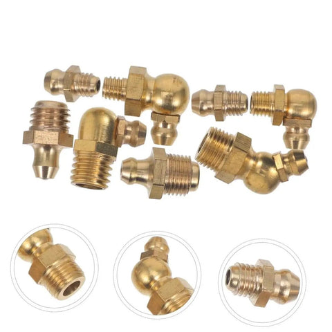 Go To Tough Grease Fitting All In One Kit With Straight 45 Degree And 90 Degree Nozzles for automotive use, brass fittings