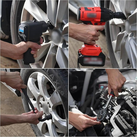 Deep 22 Millimeter 6 Point Impact Socket For One Half Inch Drive In Chromoly Steel being used on car wheel and engine nuts.