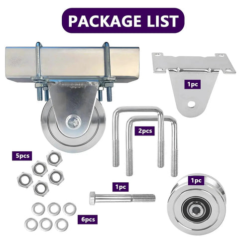 4 Inch Slide Gate Wheel With V Groove Heavy Duty Up To 3000 Lbs Dual Bearing components and parts package list