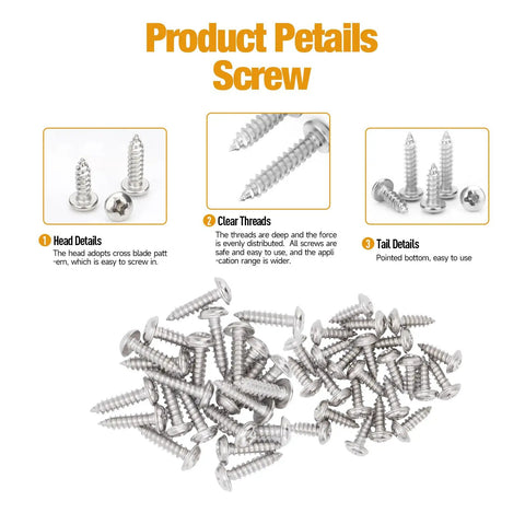 Must Have Auto Interior Fasteners Kit screws with head, threads, and tail details for car dash door panel trim repair