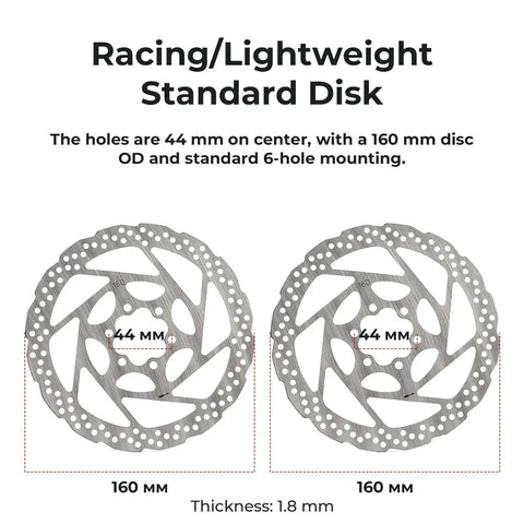 Two 160 mm MTB disc brake rotors, 1.8 mm thick, 6-bolt mount.