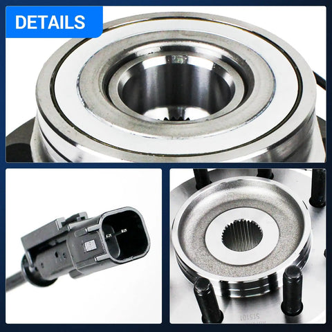 Front Wheel Bearing And Hub Assembly For 2006-2008 Dodge Ram 1500 2500 3500 4WD 8 Lug With ABS, product close-up views