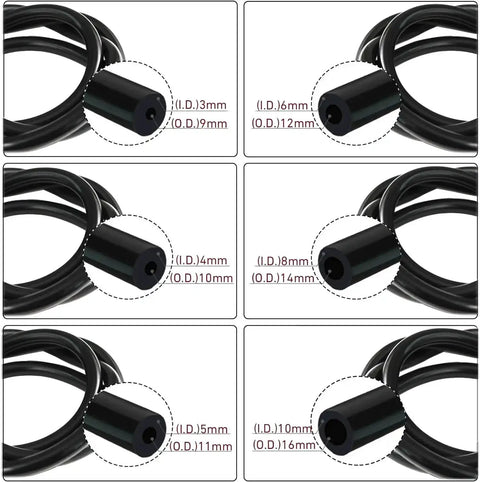 Automotive Silicone Vacuum Hose Kit With 3Mm 4Mm 5Mm 6Mm 8Mm 10Mm Inner Diameters Six Black High Temp Silicone Hoses