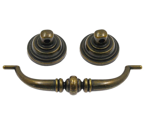 8Pcs Bail Drawer Handles Set Center To Center 3.5 Inch Hole Spacing Bronze Antique Drop Pulls Zinc Alloy