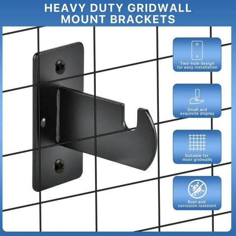 24 Piece Black Metal Gridwall Mount Brackets With Screws for Display Gridwall Hooks in shop and garage setups