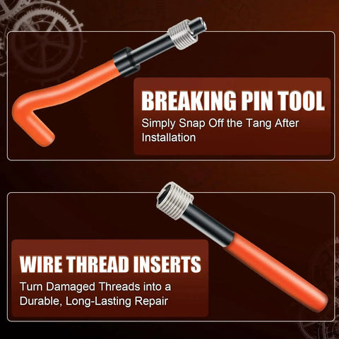 Breaking pin tool and wire thread inserts from Thread Repair Kit With HSS Drill Bit And 30 Stainless Inserts M6x1 Rethreading
