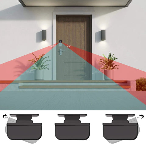 No Drill Adhesive Doorbell Mount for Blink and Ring Video Doorbells, angle view adjustment, installed on wooden door