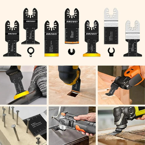 Pro Grade Oscillating Saw Blades Kit For Wood And Metal 28 Piece Universal Titanium Multitool Blades Set With Quick Release