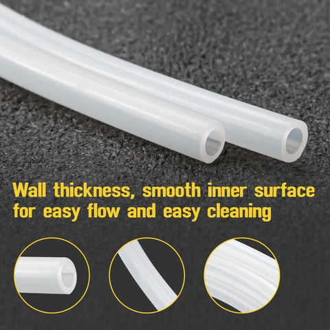 Two white silicone pressure hoses, 3/16 in ID x 5/16 in OD, 6 ft length, smooth bore for manometer use