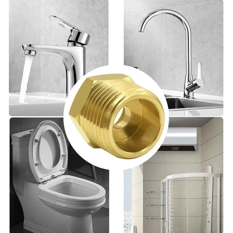 Half Inch NPT Male To Three Eighths Inch Compression Female Brass Reducer Pipe Fitting for faucets, hoses, RV plumbing use