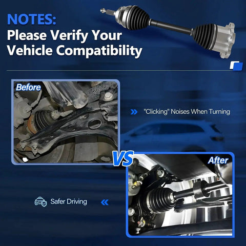 Comparison of installed Front CV Axle Pair For 2007-2020 Chevy Silverado 1500 Suburban 1500 Tahoe Avalanche And Cheyenne 4WD