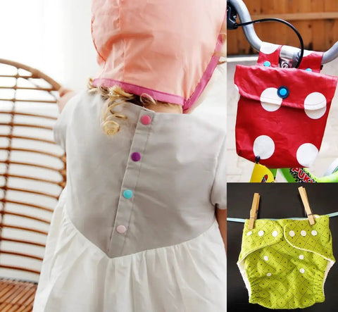 Snap Fasteners Kit With Pliers For Crafts And Cloth Diapers, 384 Sets In 24 Colors, Size 20 T5 Plastic Closures on dress and cloth diaper