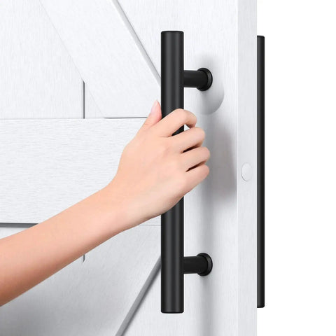 12 Inch Push Pull Sliding Barn Door Handle Double Sided Black Finish Carbon Steel Construction for Easy Inside Outside Operation