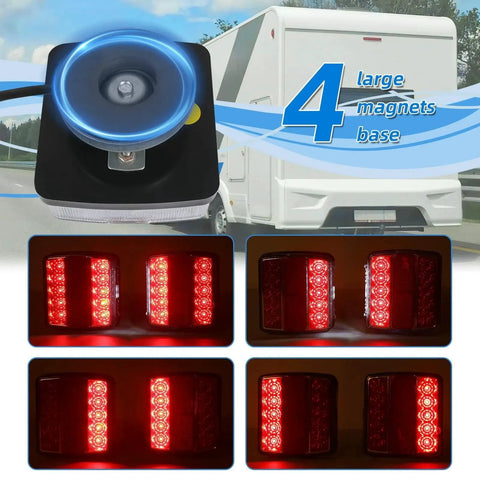 Yinaolan magnetic LED trailer taillight kit with four magnet bases, 24ft cable, 7-pin plug, red stop/turn/tail lights.