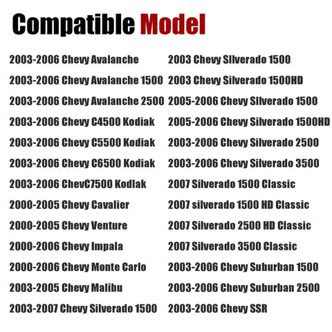 Compatible models for Instrument Cluster Gauge Stepper Motor Repair Kit for GM Silverado, Sierra, Tahoe, Yukon, and more.