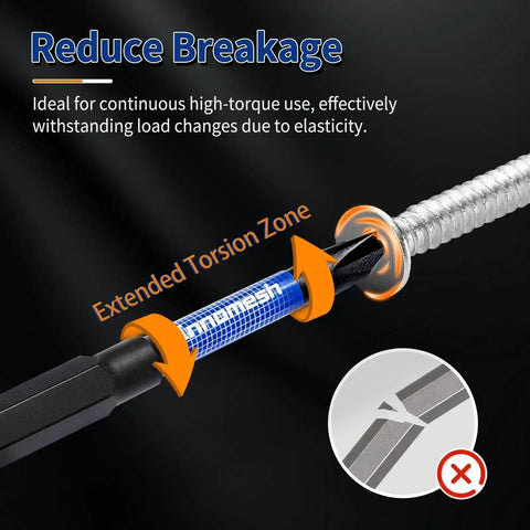 Pro Grade 13Piece ECX Bit Set showing extended torsion zone for reduced breakage in high-torque use.