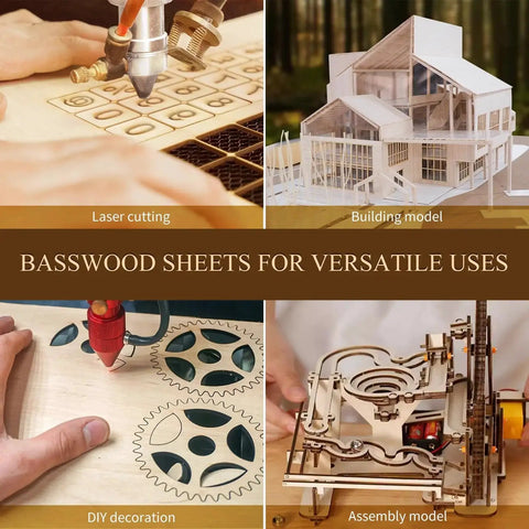 36 Pack Basswood Sheets 12x12x1/8 Inch 3mm For DIY Ornaments And Model Making, Laser Cutting, Wood Burning, Engraving, And Architectural Miniatures