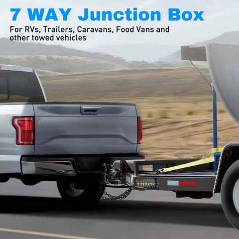 7 Way Trailer Junction Box Weatherproof Connector For RV Camper Caravan Boat attached to trailer by vehicle