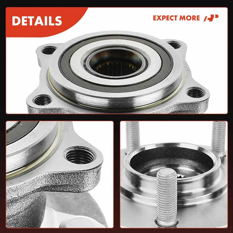 Beefed Up Pair Of Rear Wheel Bearing And Hub Assemblies For Mitsubishi Outlander 2007-2012, Outlander Sport 2011-2012, Lancer 2008-2015 With 5 Lug Hubs, AWD Compatible, Heavy Duty Replacement - close-up of metal hub