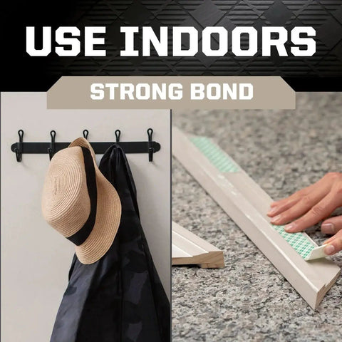 Indoor Double Sided Mounting Tape 1/2 Inch By 80 Inch With Industrial Strength Adhesive For Painted Surfaces Holds Up To 15 Pounds On Contact No Mess Or Tools Required used to hang coat and hat indoors.