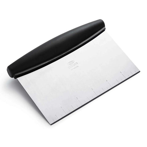 Stainless Steel All Purpose Scraper and Dough Cutter for Pizza Bread and Cookie Dough, Vegetable Chopper with Built In Quarter Inch Markings