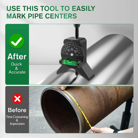 Pipe Center Finder with Magnetic Centering Head for quick accurate pipe diameter measurements from 1.5 to 6 inches, Y shape.