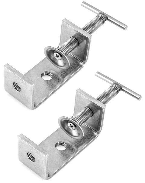 QWORK 304 stainless steel C-clamps, 2-pack, hand-twist Tiger clamp for home improvement and automotive repair.