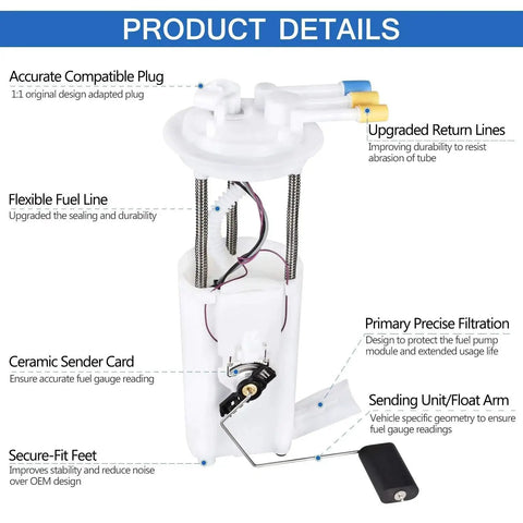 Diagram of Drop-In Fuel Pump Assembly Replacement E3542M showing components for 2000-2005 Buick, Chevy, Pontiac models