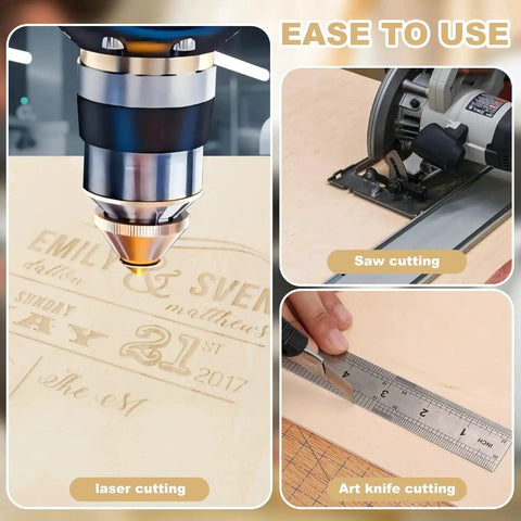 12 Pack Basswood Sheets 12 X 16 X 3mm Thick Unfinished Basswood For Laser Cutting And Engraving Crafts Painting Wood Burning Architectural Models DIY Projects And Easy To Cut For Precise Results being cut using laser, saw, and art knife.