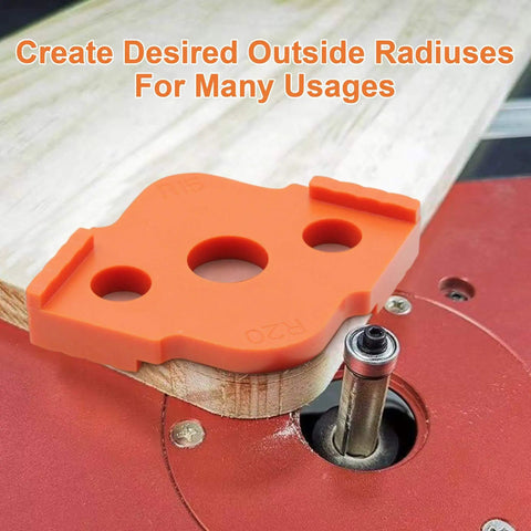 Corner Radius Router Templates Set With Eight Radius Options R5 R10 R15 R20 R25 R30 R35 R40 For Pro Grade Precise Woodworking template in use