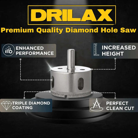 Premium Diamond Hole Saw Two And Three Quarters Inch Core Drill Bit For Tile Glass Granite And Porcelain in packaging.
